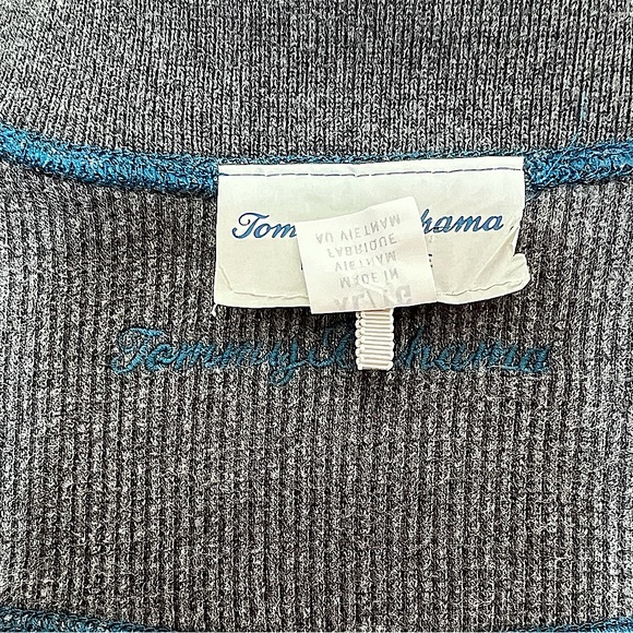 Tommy Bahama men’s reversible blue & grey ribbed quarter zip pullover sweater XL - Picture 14 of 16
